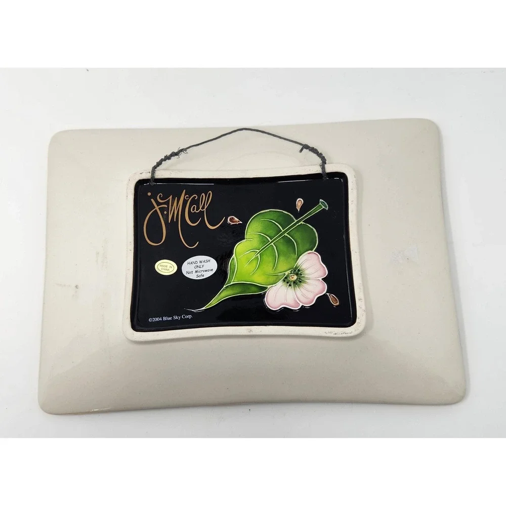 Apples & Apple Blossom Ceramic Tray Dish J. Mccall for Blue Sky Clayworks 2004